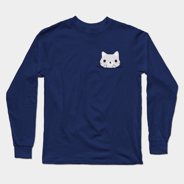 Pocket Cat Long Sleeve T-Shirt by happinessinatee